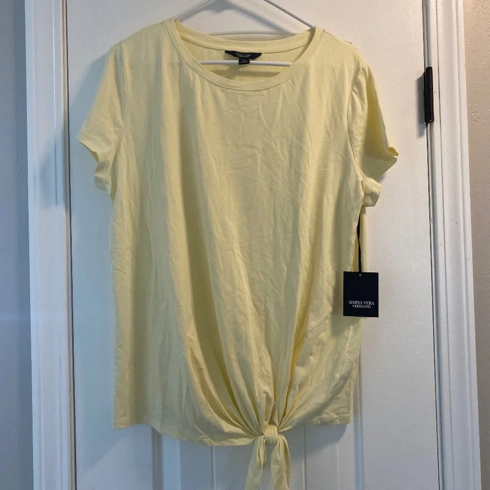 Vera Wang Yellow short sleeve top Size XL - Picture 1 of 5